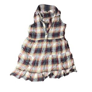 AS U WISH Plaid Sleeveless Top Tiered Ruffle Hem‎ Casual XS